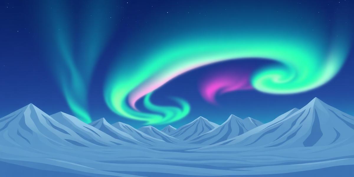Aurora boreal sobre montañas nevadas ilustrando fenómenos atmosféricos invernales