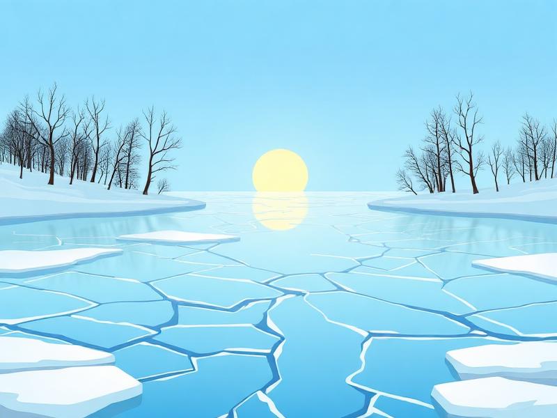 Lago congelado reflejando la luz del sol frío de invierno