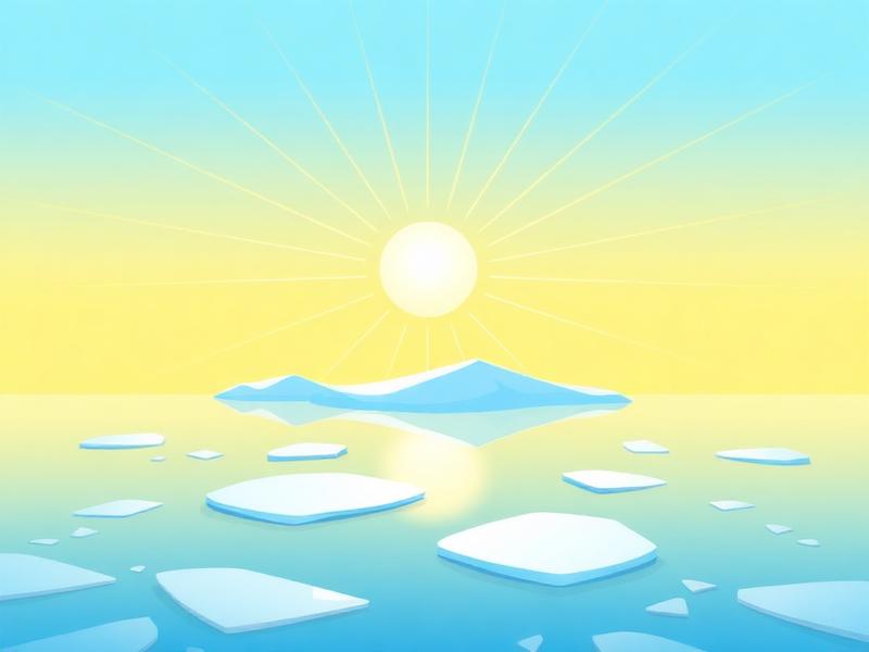 Diagrama científico mostrando cómo los rayos del sol interactúan con el hielo