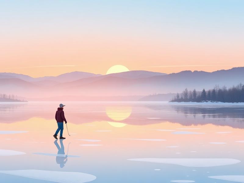 Ilustración vectorial de lagos helados en invierno